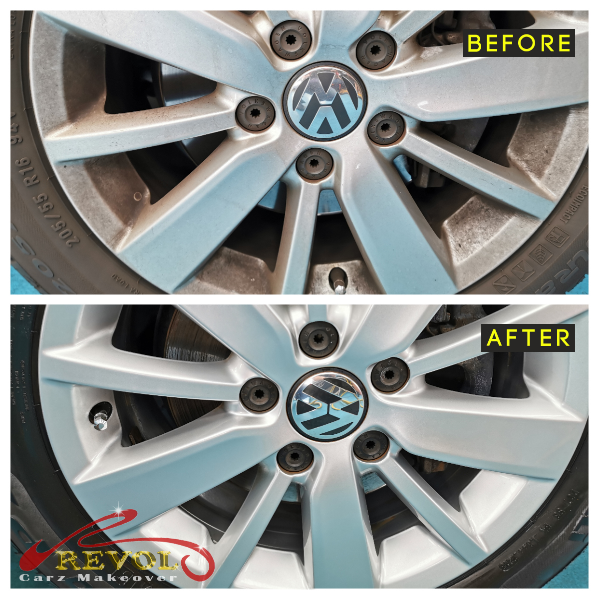 Wheel and rim polishing to remove brake dust